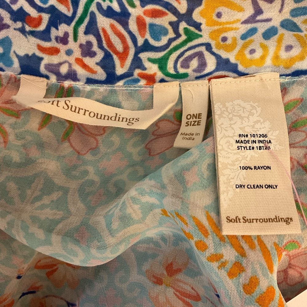 Soft Surroundings Boho Floral Kimono Cardigan – One Size – 100% Rayon hippie - Picture 16 of 16